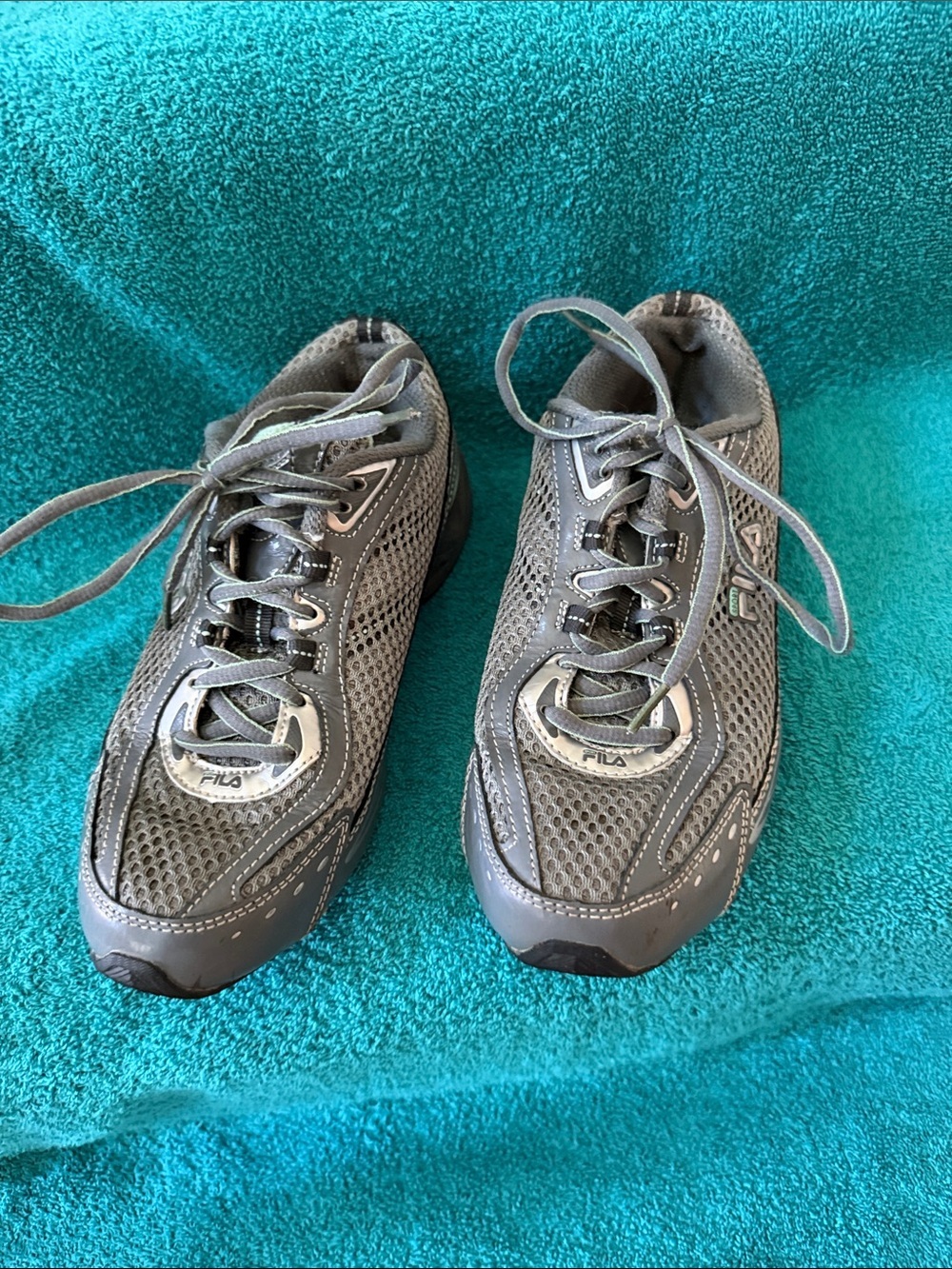 Fila Women’s Black, Green and Gray Mesh Athletic Sneakers